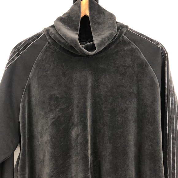 Adidas Sport ID Velour Funnel Neck Charcoal long sleeve cropped pullover 2XL - Picture 13 of 16